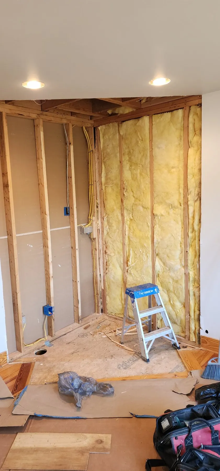 Hearth area prepared for tile installation