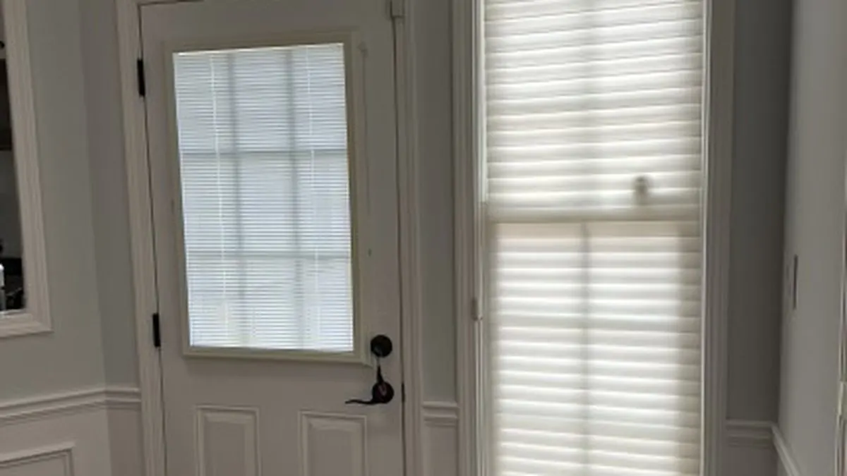 Installed patio door with finished trim detail