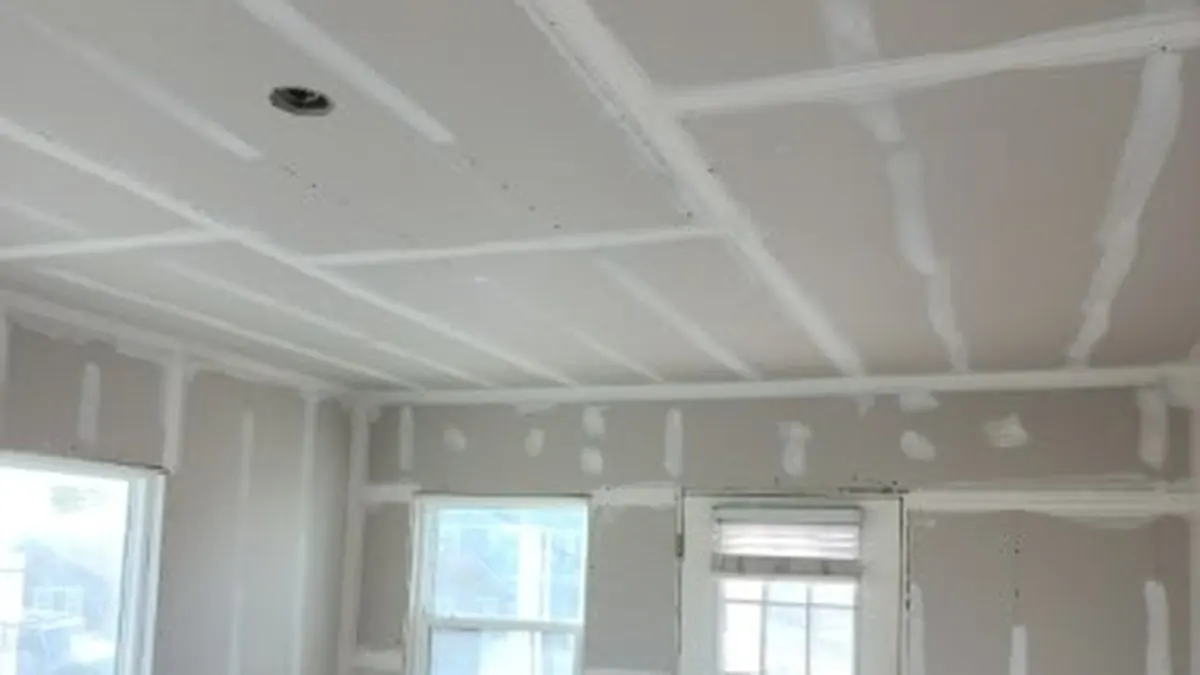 Drywall hanging and finishing work in progress
