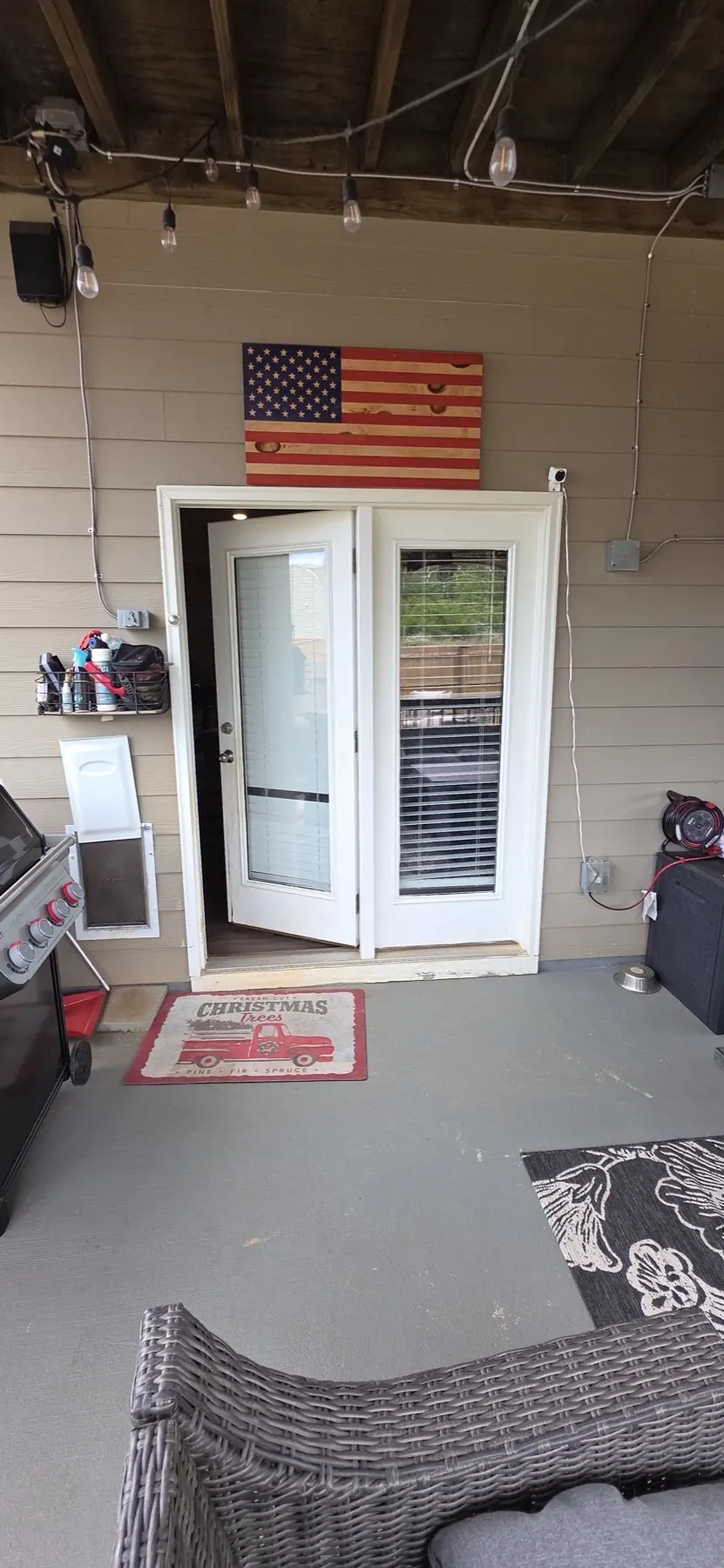 Sliding glass door opening prepared for replacement work